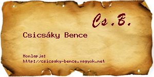 Csicsáky Bence névjegykártya